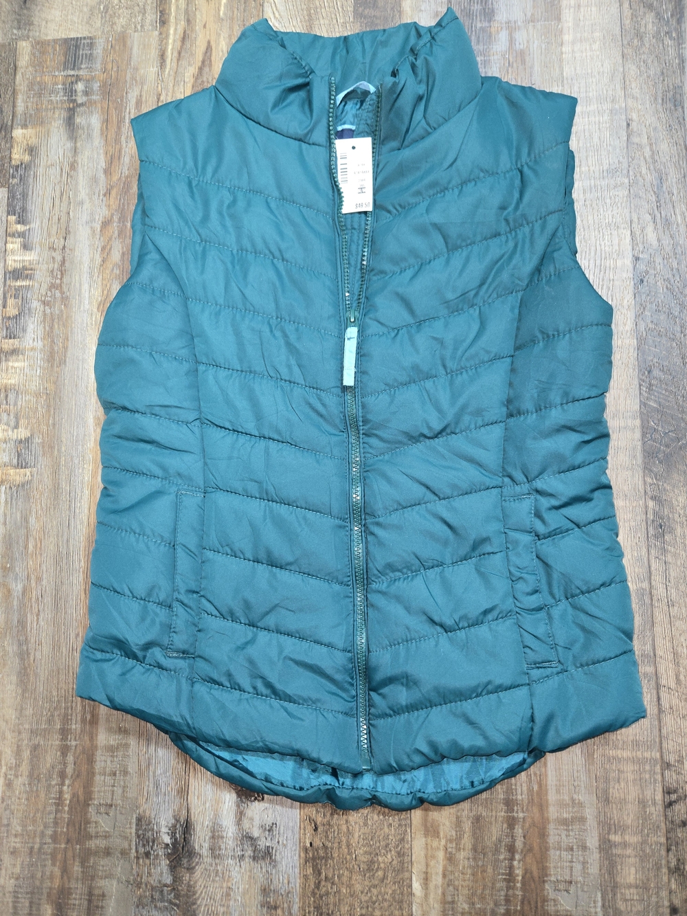 Aeropostale Teal Quilted Puffer Vest - Sleeveless Zip Front